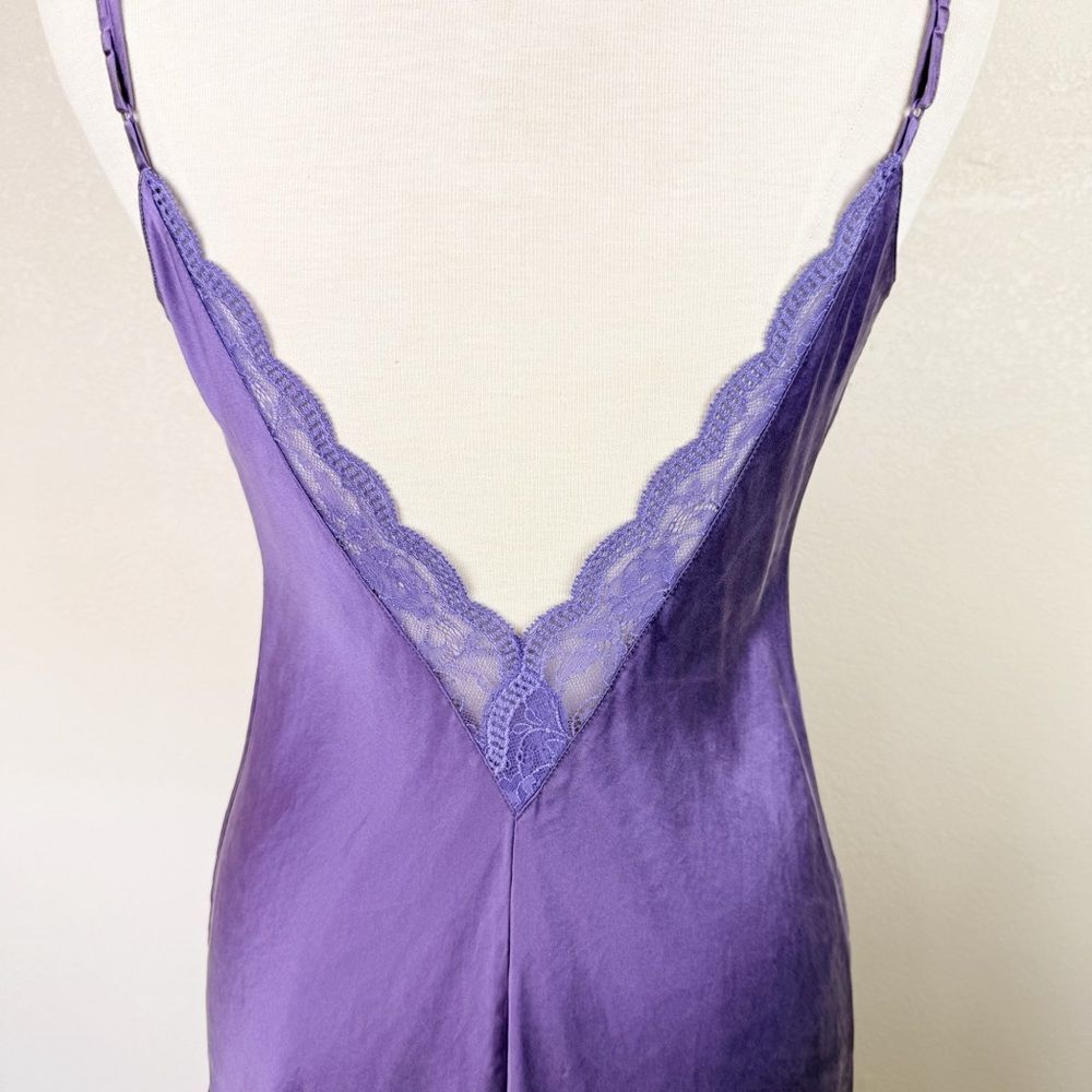 Victorias Secret Silk Purple Y2K Slip Dress Lace Mini - Picture 6 of 7